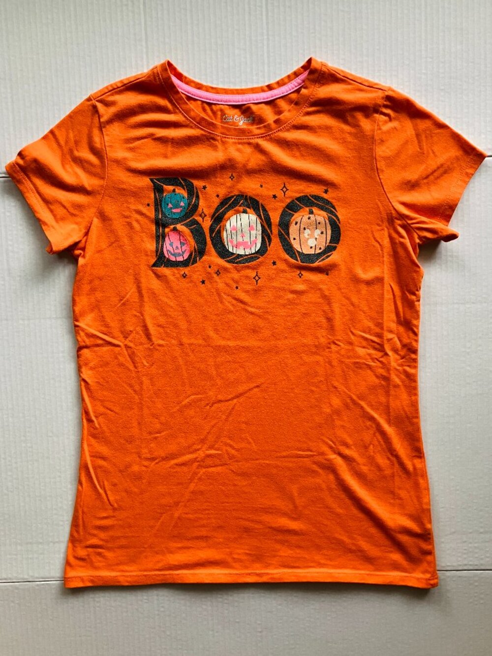 14/16 Cat & Jack Pumpkin Boo Fall Halloween T-Shirt